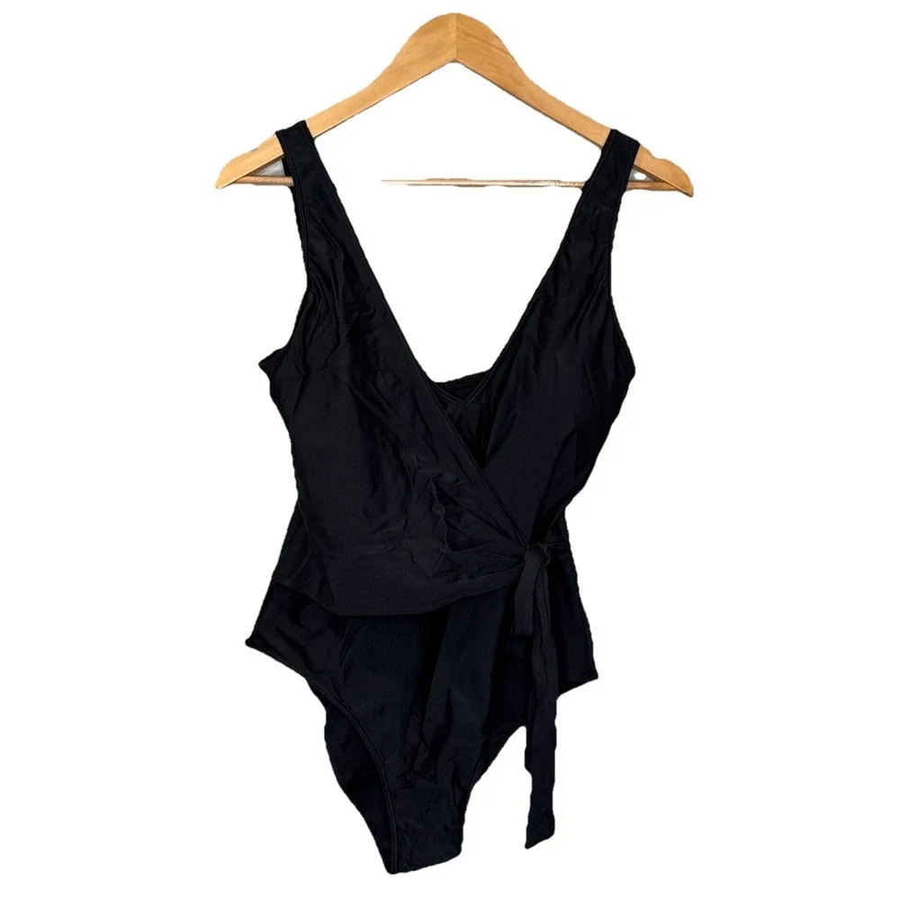 Summersalt Women's‎ Black The Perfect Wrap One-Piece Swimsuit Size 12